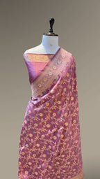 Prebook | Dusty Lilac 100% Pure Banarasi Katan Silk Meenakari Saree