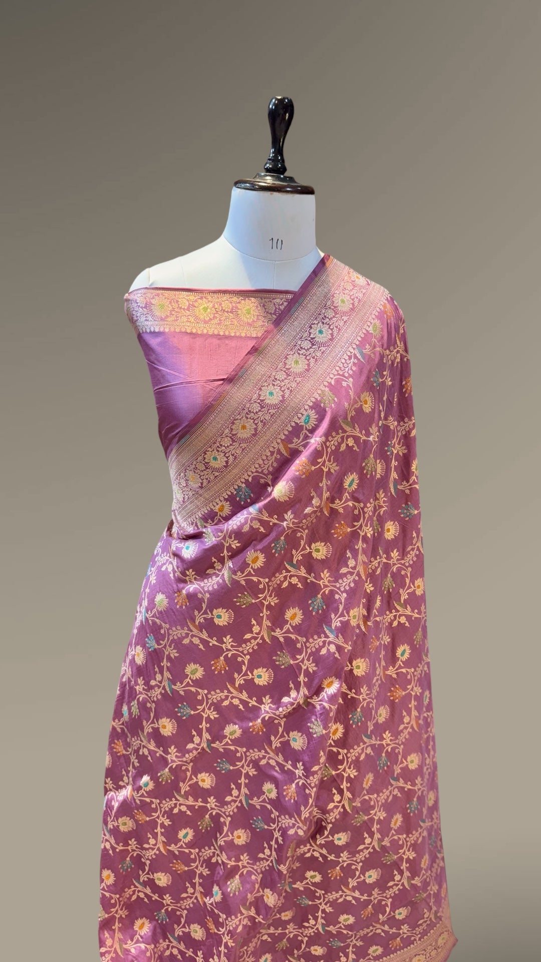 Prebook | Dusty Lilac 100% Pure Banarasi Katan Silk Meenakari Saree
