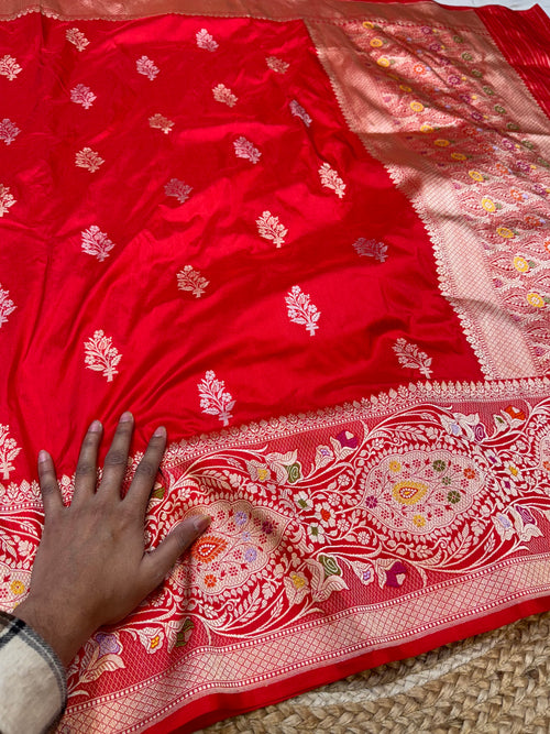 100% Pure Banaras Katan Silk Handloom Handwoven Pattu Saree