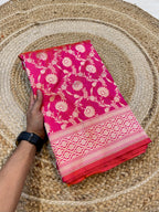 Dual Shade Pink 100% Pure Banarasi Katan Silk Saree