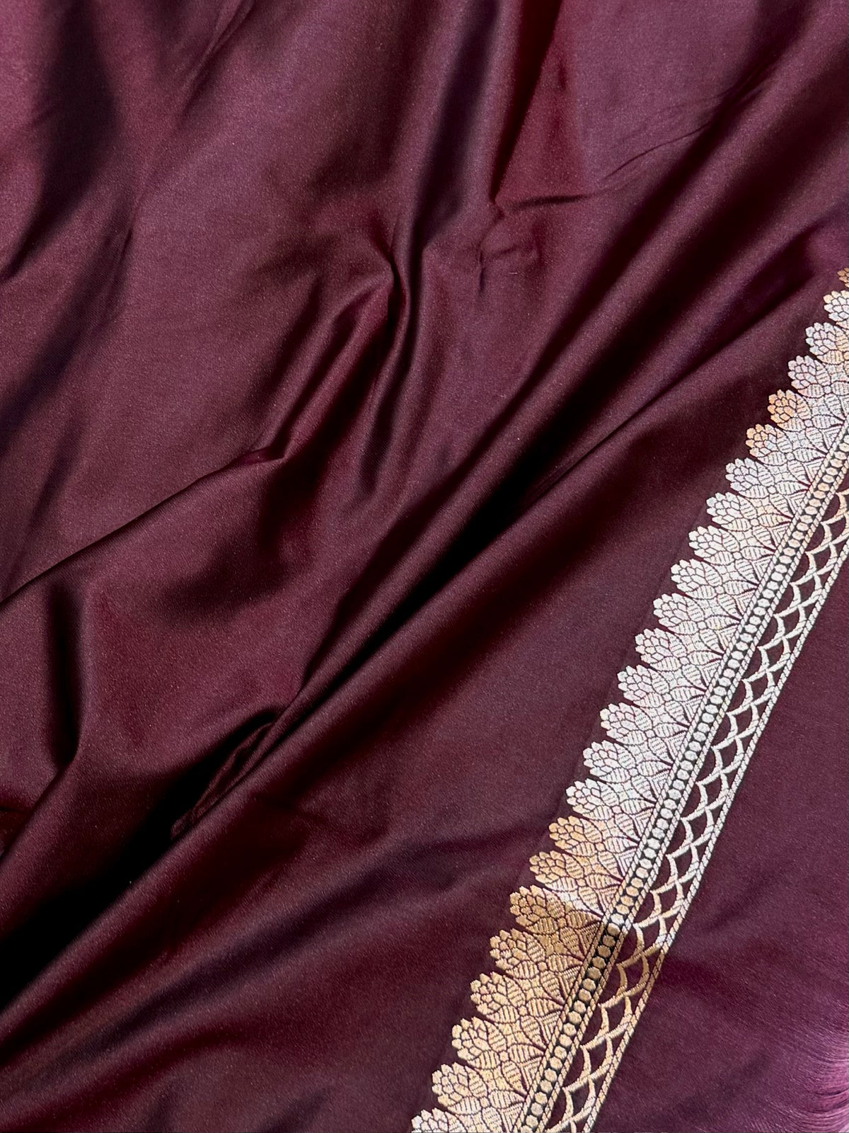 Wine Banarasi Soft Mashru Silk Partywear Saree