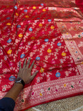 Red 100% Pure Banarasi Katan Silk Handloom Handwoven Pattu Saree