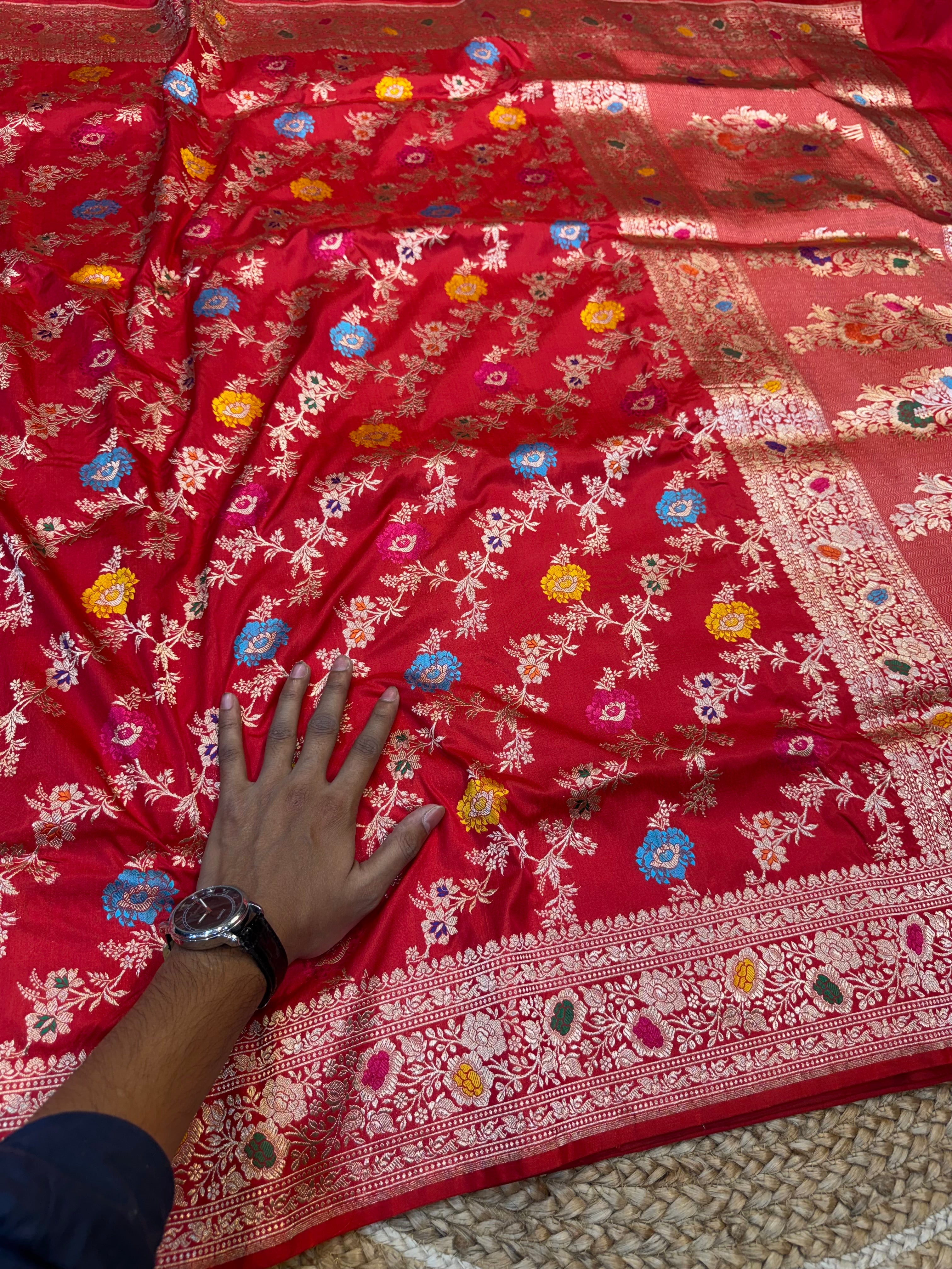 Red 100% Pure Banarasi Katan Silk Handloom Handwoven Pattu Saree