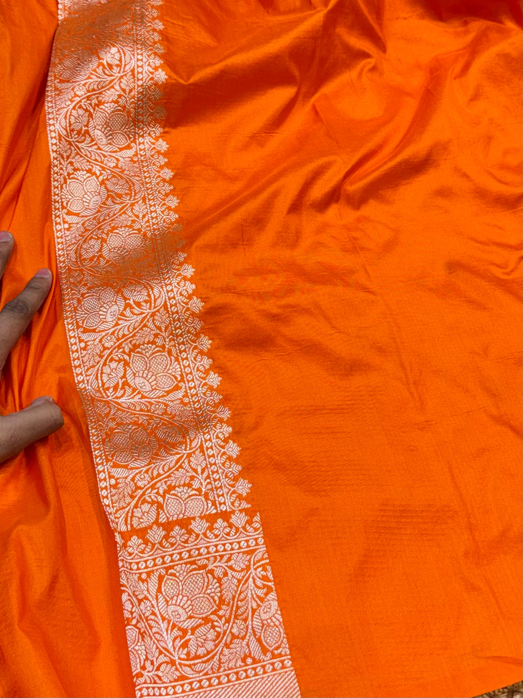 Prebook | Fanta Orange 100% Pure Banarasi Katan Silk Meenakari Saree