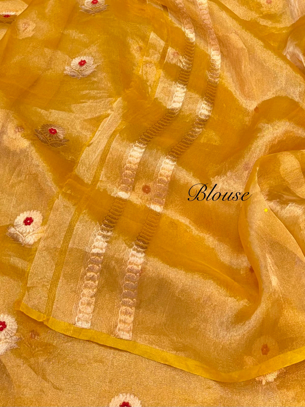 Diamond Yellow 100% Pure Banarasi Tissue Silk Handloom Handwoven Saree