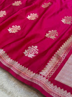 Rani Pink Banarasi Soft Mashru Silk Partywear Saree