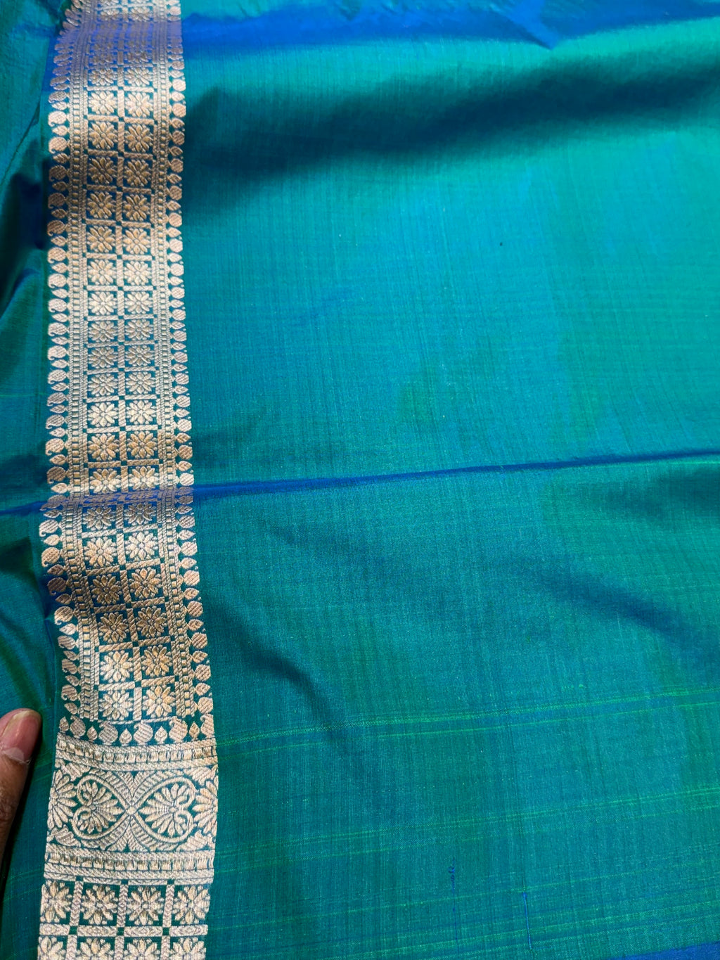 Dual Shade Peacock ue 100% Pure Banarasi Katan Silk Brocade Saree