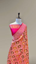 Rani Pink 100% Pure Banaras Katan Silk Rangkaat Saree