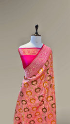 Rani Pink 100% Pure Banaras Katan Silk Rangkaat Saree