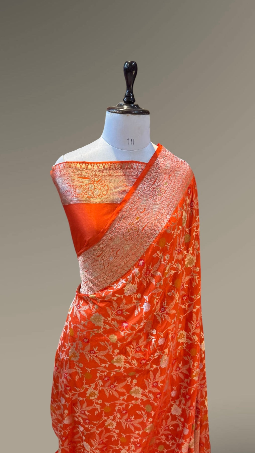 Prebook | Fanta Orange 100% Pure Banarasi Katan Silk Meenakari Saree