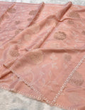Peach Mango Silk Partywear Banarasi Embroidered Jaal with Tissue Applique Lightweight Sarees