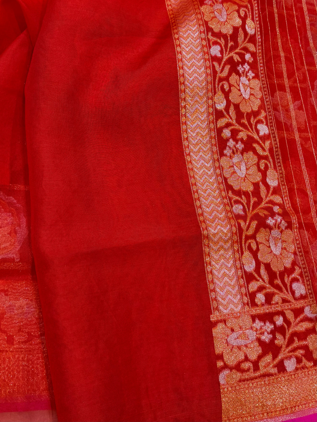 Prebook | Red Banarasi Ektara Kora Jamdani Saree