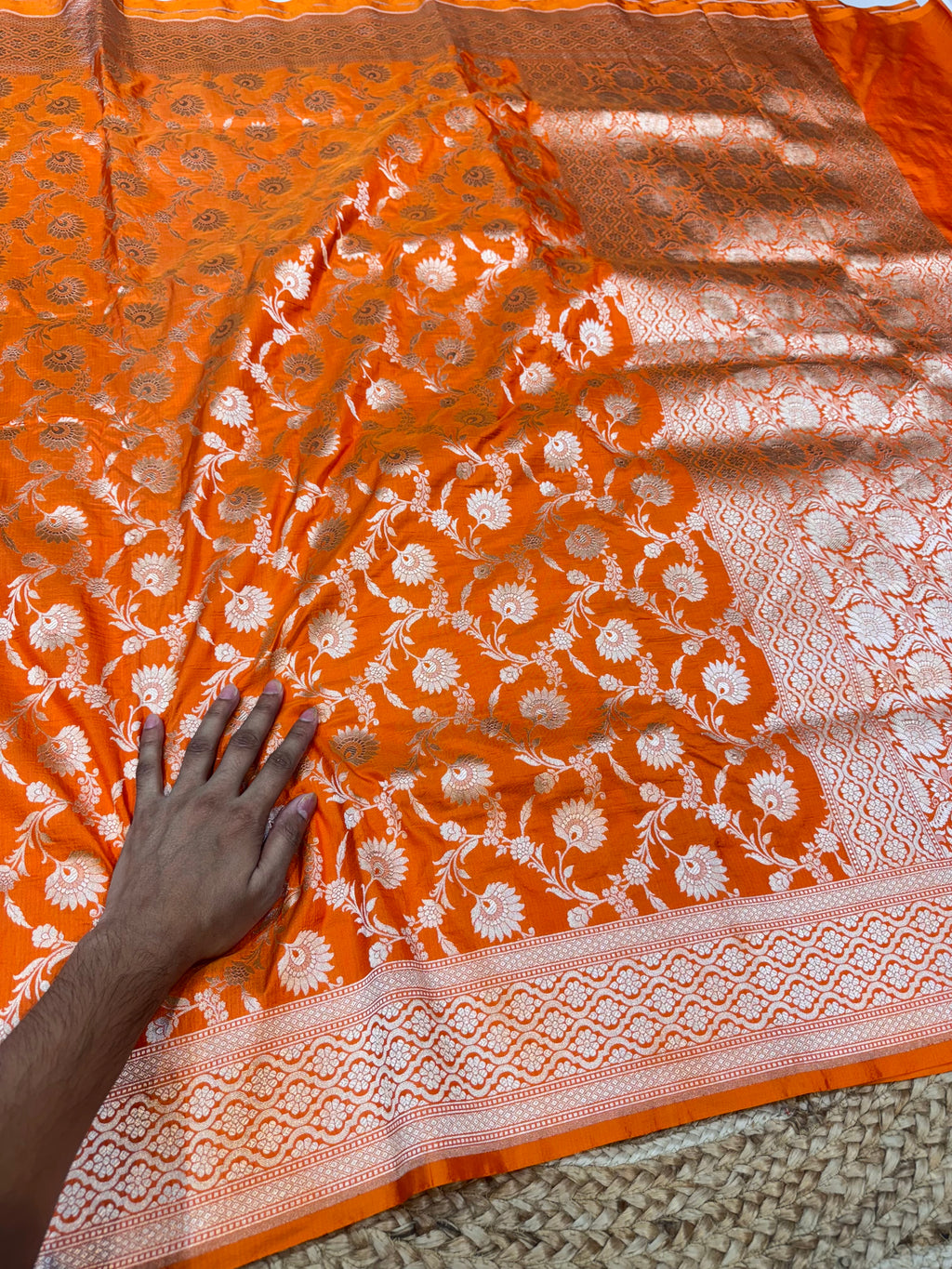Prebook | Fanta Orange 100% Pure Banarasi Katan Silk Saree