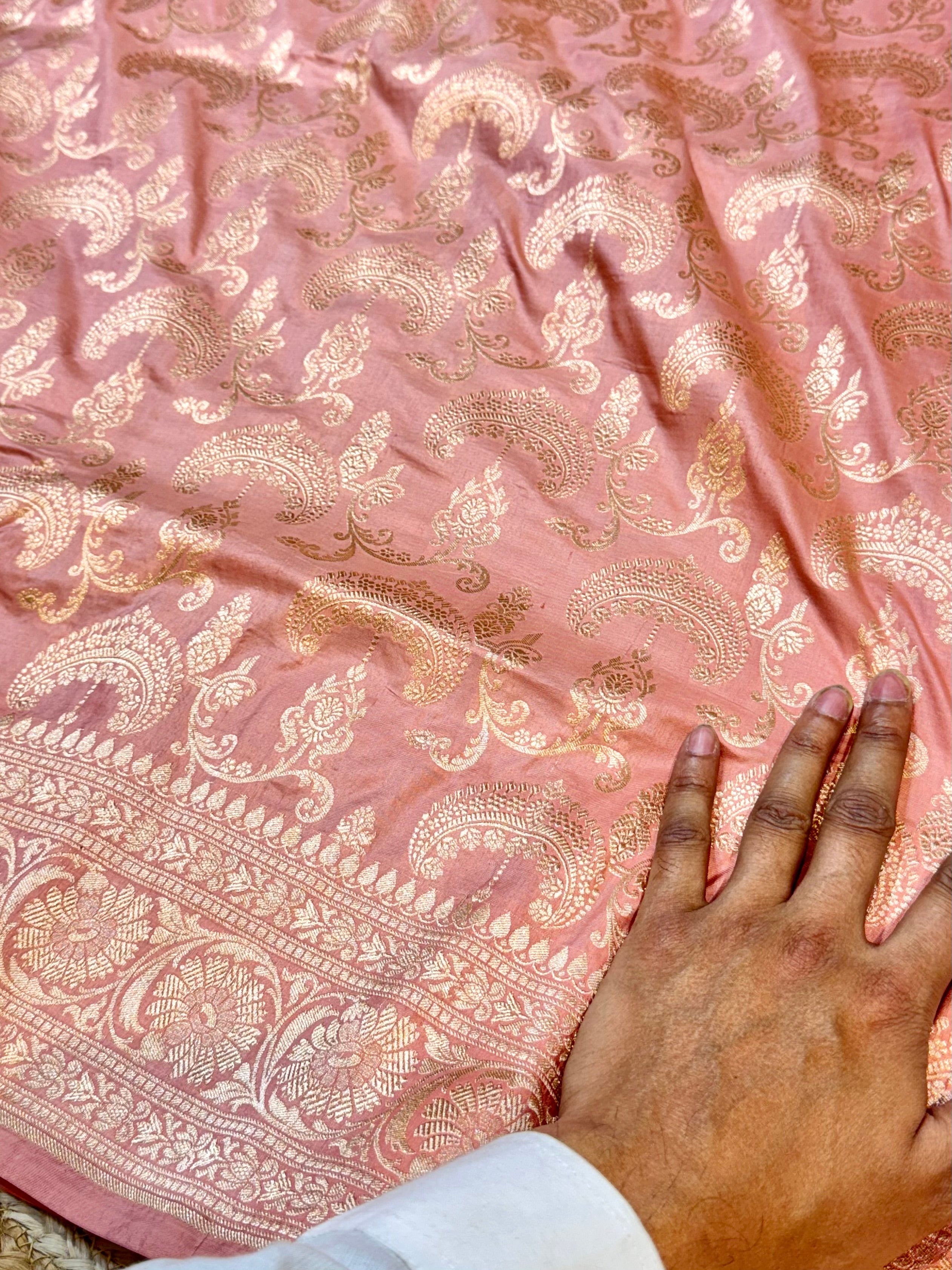Prebook | Dusty Pink 100% Pure Banarasi Katan Silk Saree