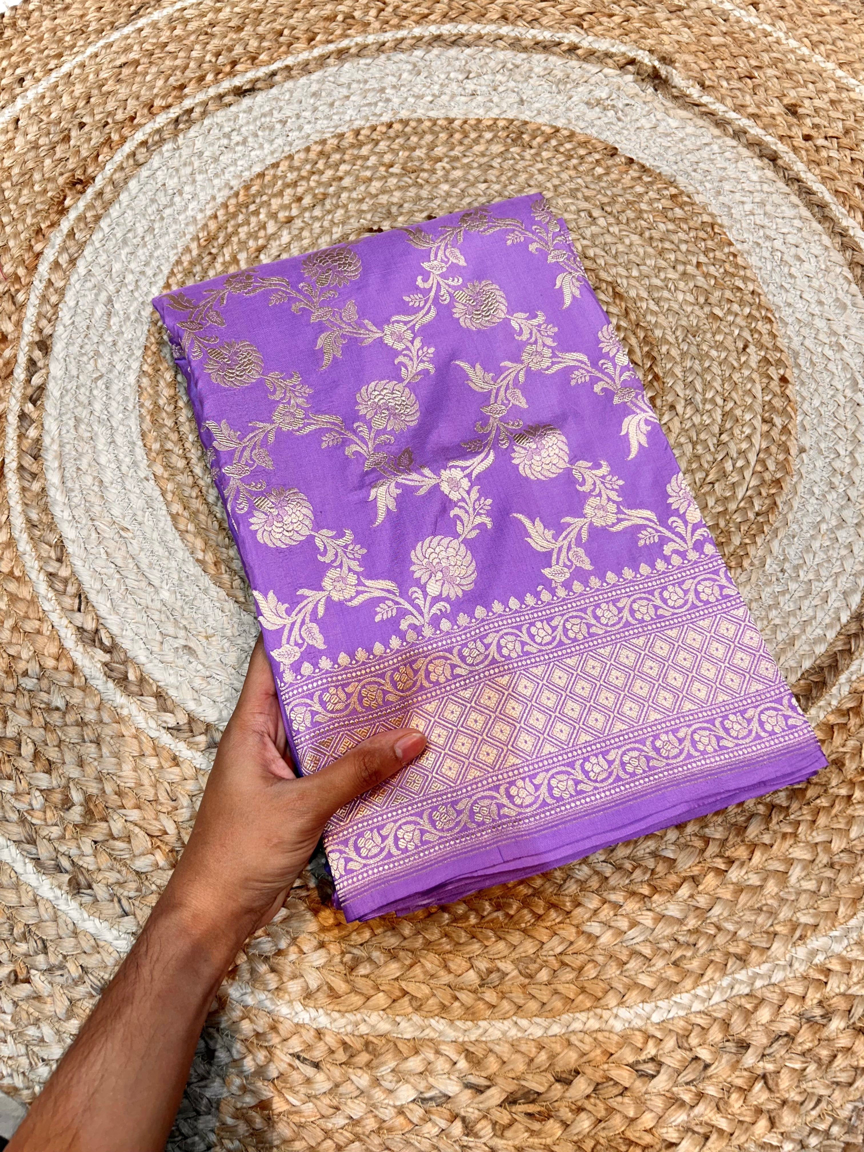 Lavender 100% Pure Banarasi Katan Silk Saree