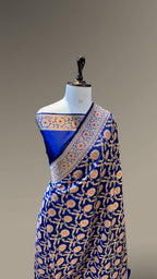 Royal Blue 100% Pure Banarasi Katan Silk Meenakari Saree