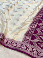 Off-White Banarasi Soft Mashru Silk Partywear Saree