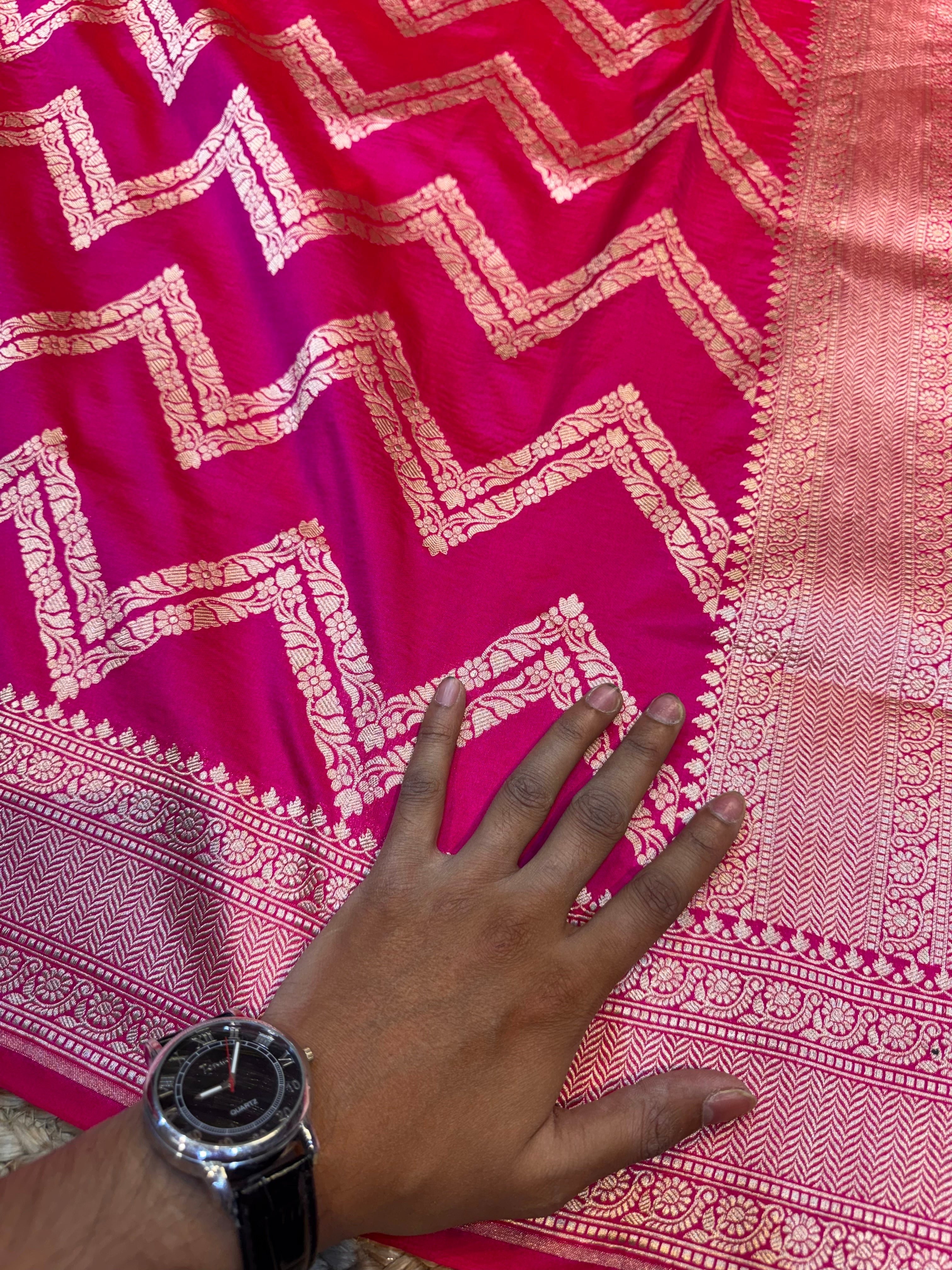 Prebook | Rani Pink 100% Pure Banarasi Katan Silk Saree
