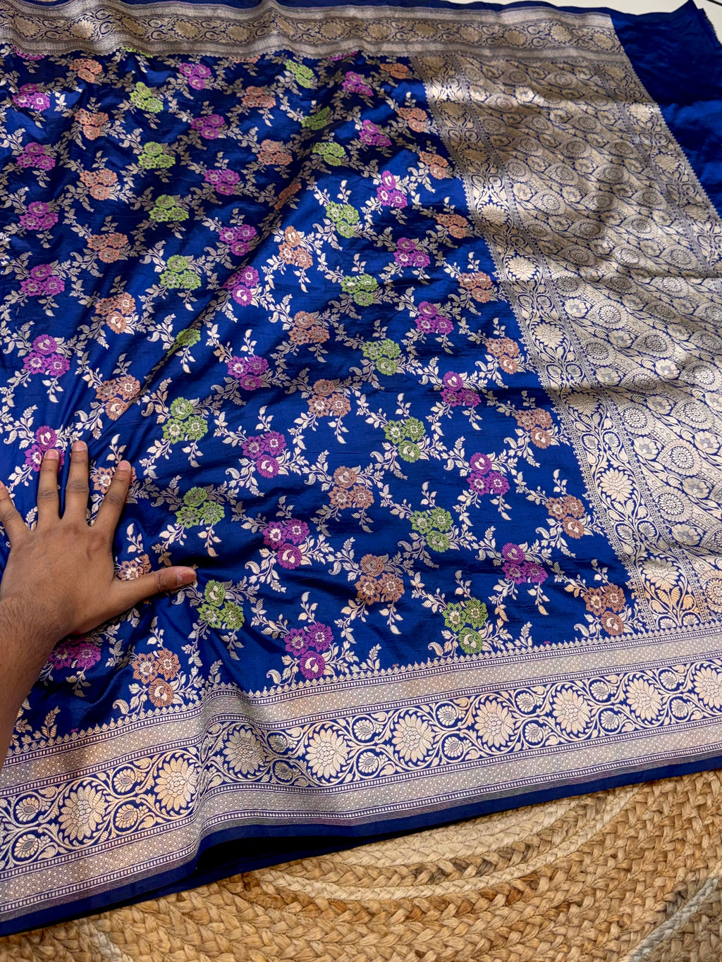 Royal Blue 100% Pure Banarasi Katan Silk Meenakari Saree