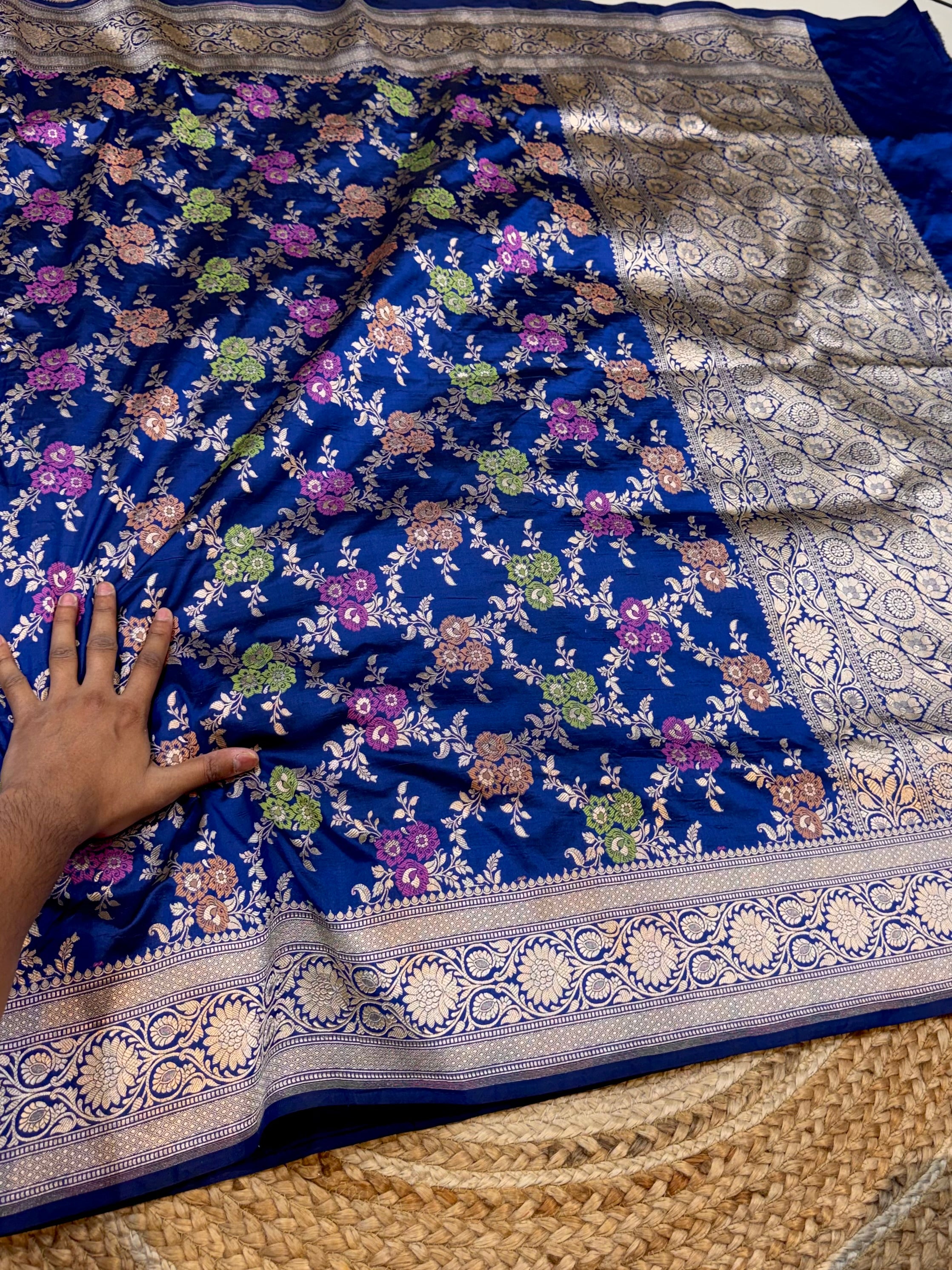 Royal Blue 100% Pure Banarasi Katan Silk Meenakari Saree