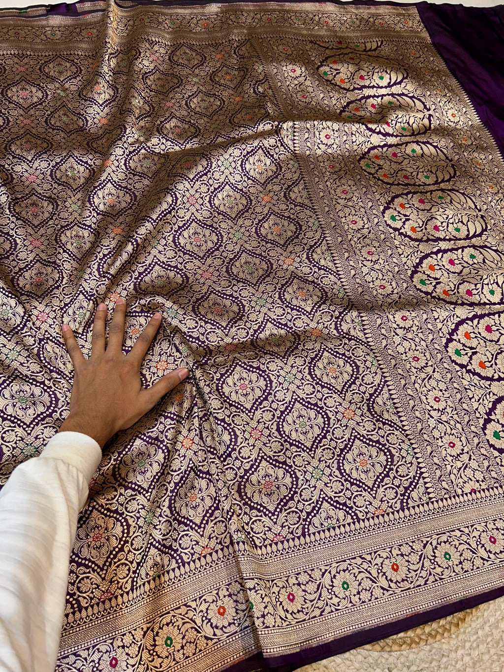 Prebook | Wine Purple 100% Pure Banarasi Katan Silk Meenakari Brocade Saree