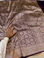 Prebook | Wine Purple 100% Pure Banarasi Katan Silk Meenakari Brocade Saree