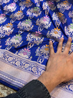 Prebook | Royal Blue 100% Pure Banarasi Katan Silk Meenakari Saree