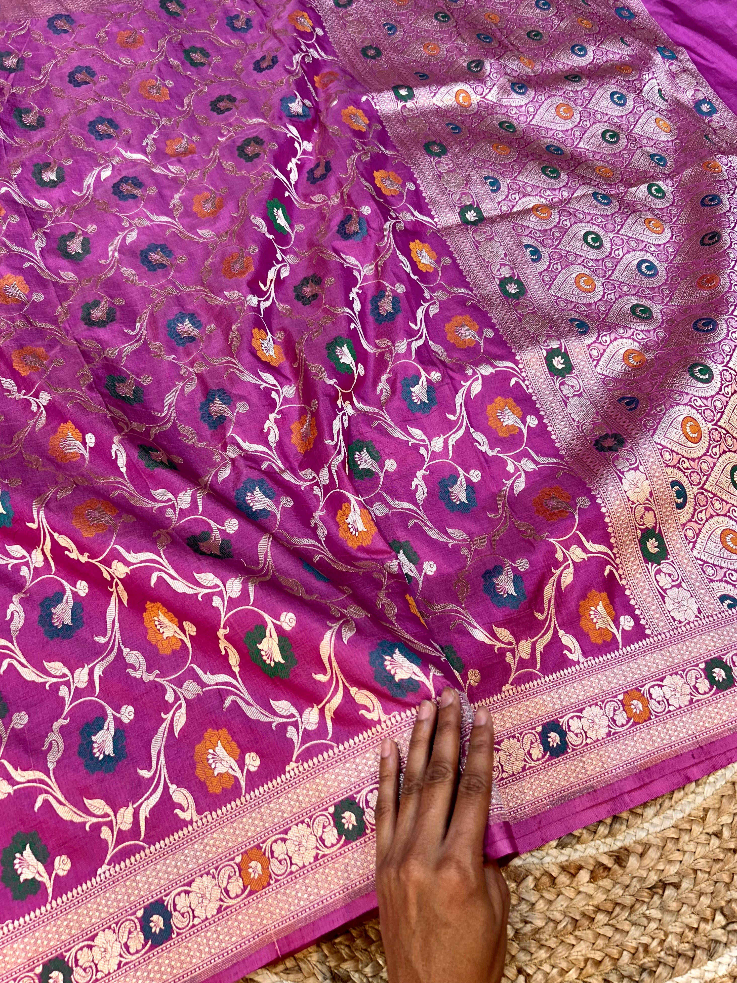 Dusty Pink 100% Pure Banarasi Katan Silk Meenakari Saree
