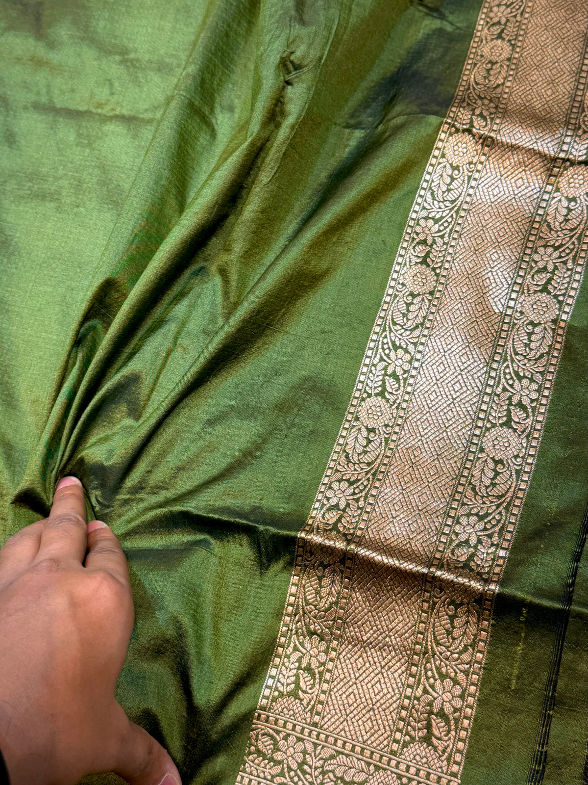 Prebook | Mehendi Green Pure Banarasi Katan Silk Meenakari Sareee