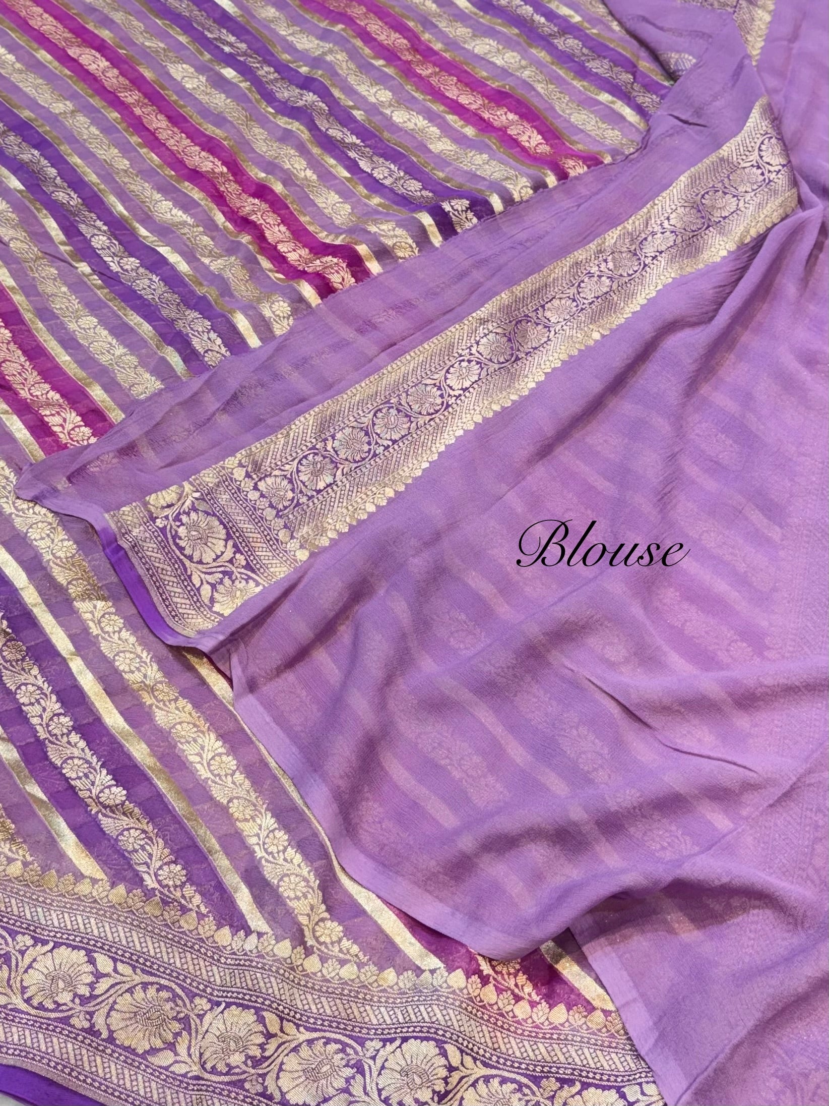 Lavender 100% Pure Banarasi Khaddi Georgette RANGKAAT Saree
