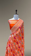 Prebook | Fanta Orange 100% Pure Banaras Katan Silk Rangkaat Saree
