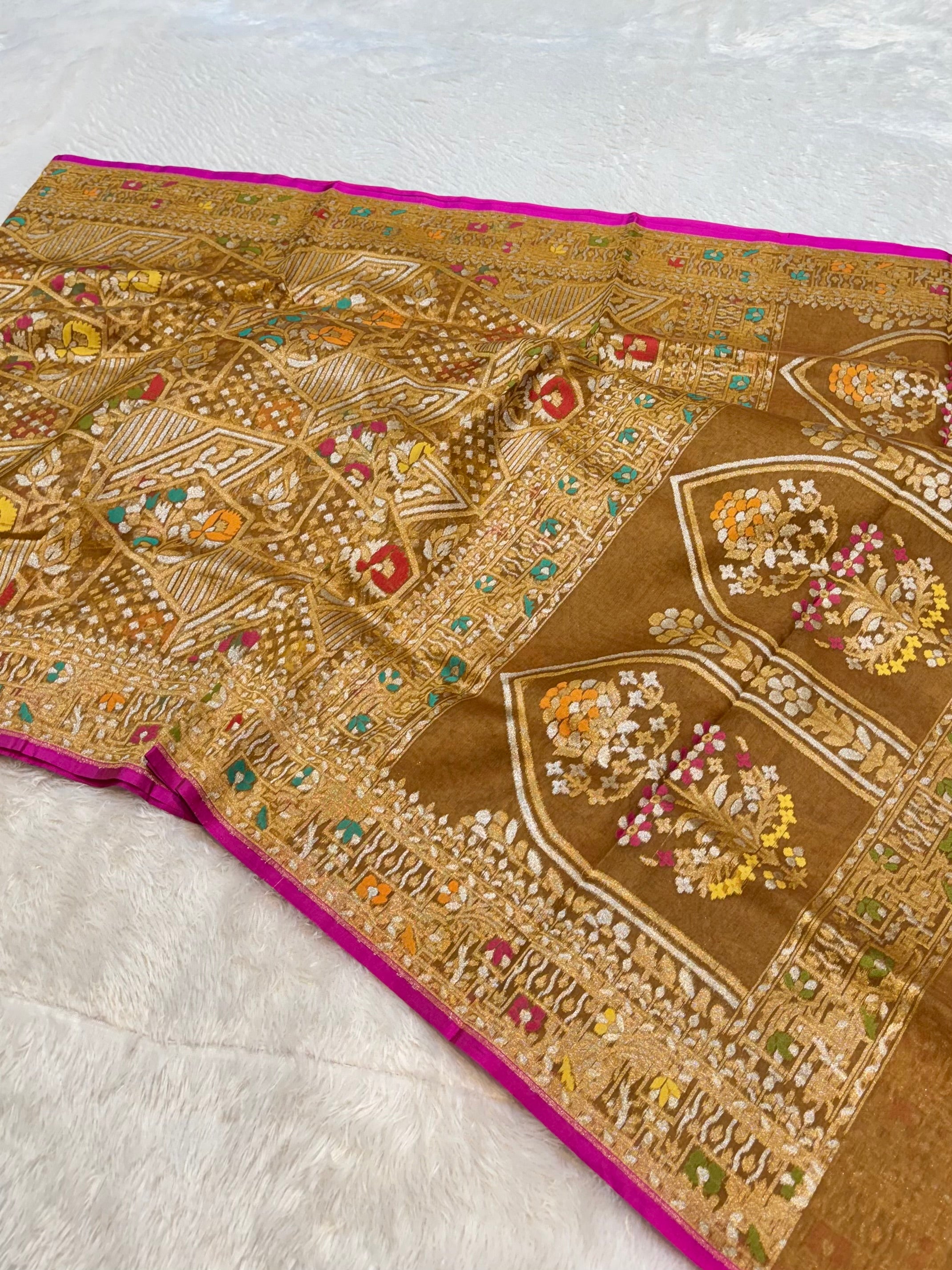 Cheeku 100% Pure Ektara Banarasi Kora Jamdani Saree