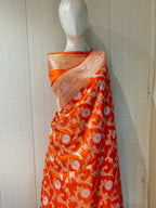 Fanta Orange 100% Pure Banarasi Katan Silk Meenakari Saree