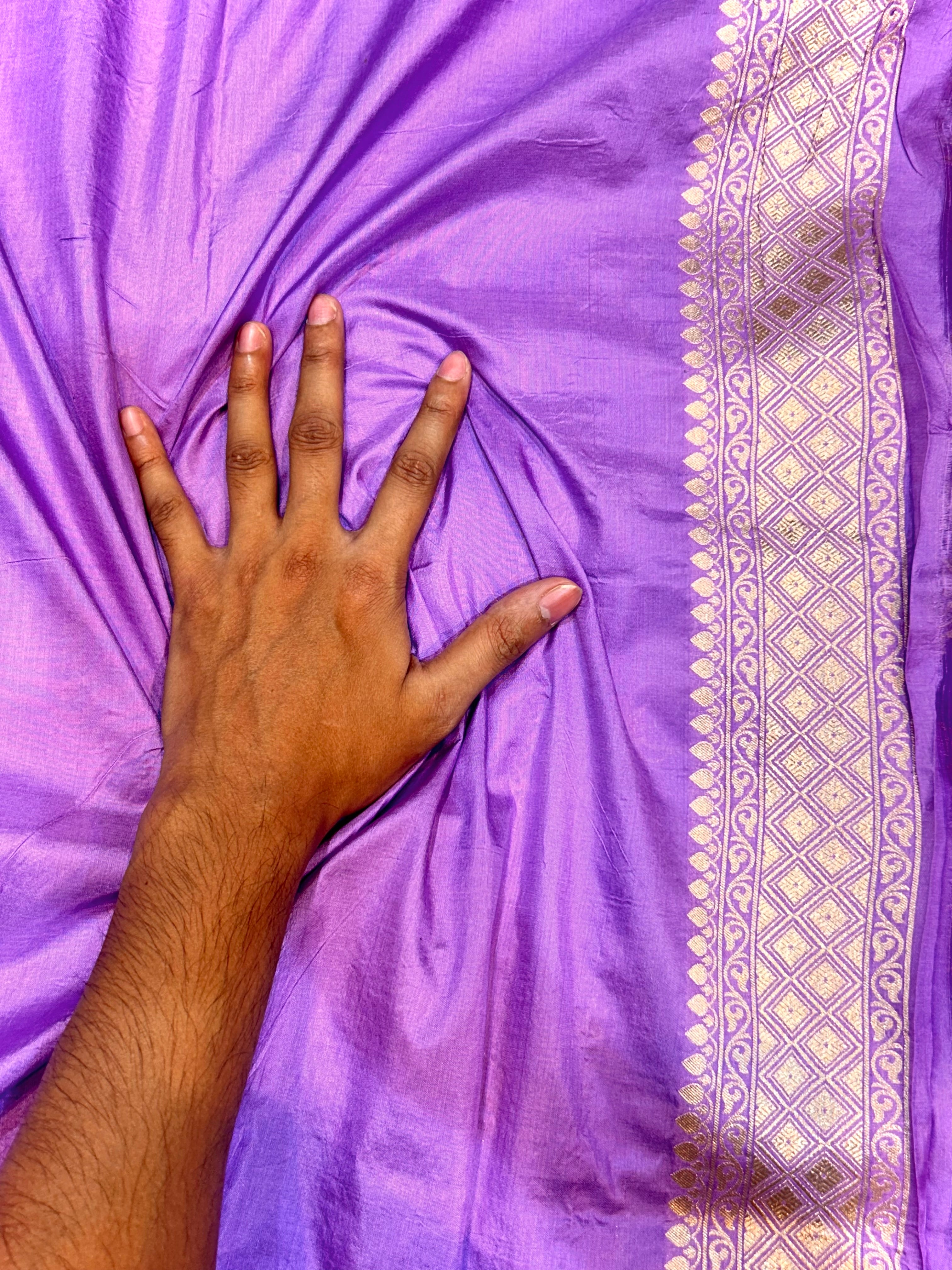 Lavender 100% Pure Banarasi Katan Silk Saree