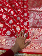 Red 100% Pure Banarasi Katan Silk Meenakari Saree