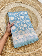 Prebook | Powder Blue 100% Pure Banarasi Katan Silk Saree