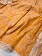 Mustard Yellow Banarasi Soft Mashru Silk Partywear Meenakari Saree