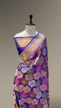 Prebook | Dual Shade Purple Exclusive Pure Banaras Katan Silk Rangkaat Saree