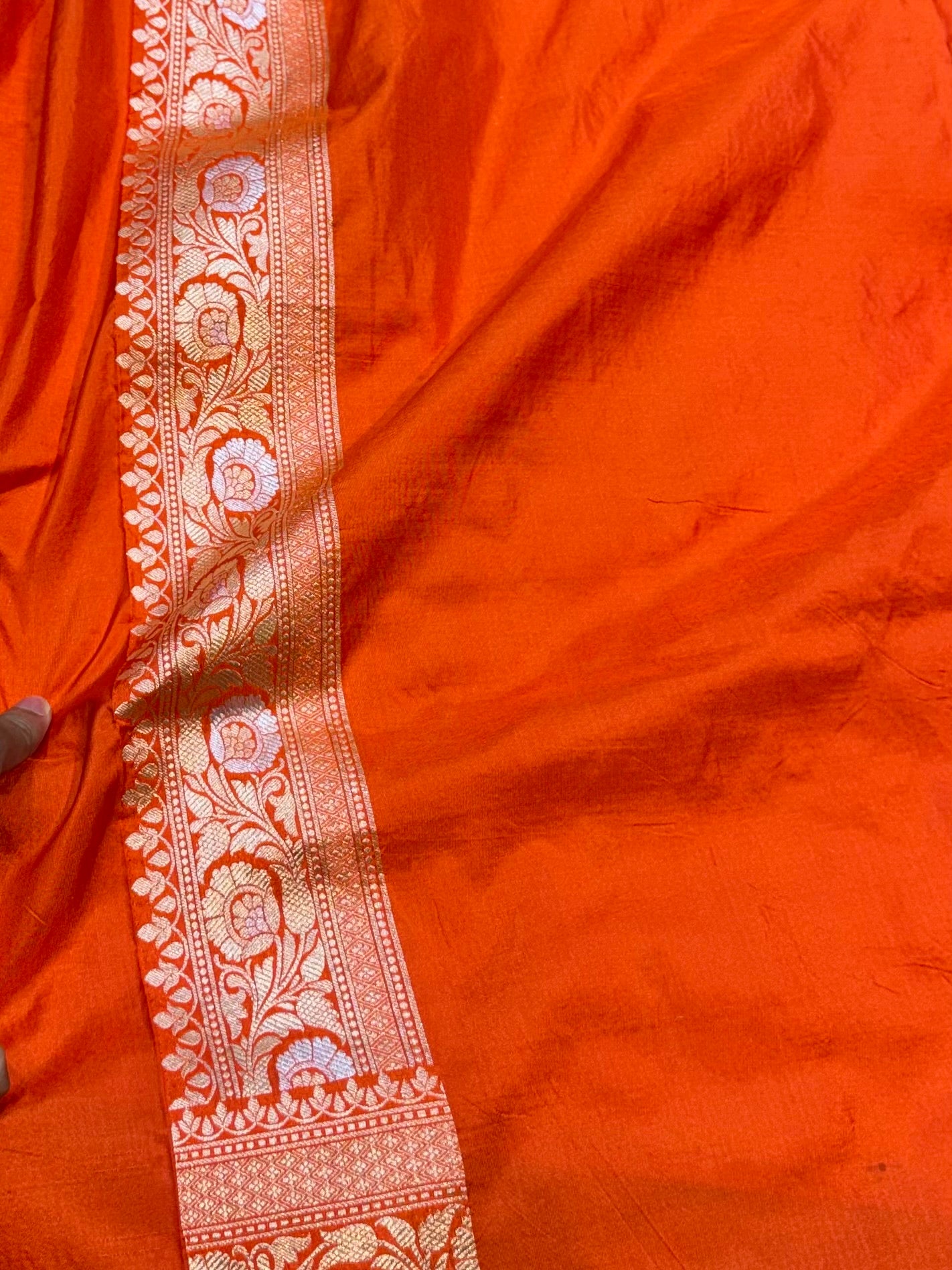 Fanta Orange 100% Pure Banarasi Katan Silk Meenakari Saree