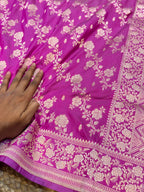 Fuscia Pink 100% Pure Banarasi Katan Silk Saree
