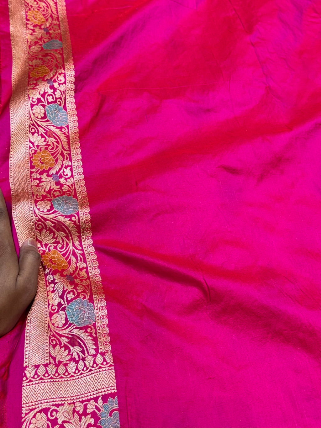 Rani Pink 100% Pure Banaras Katan Silk Rangkaat Saree