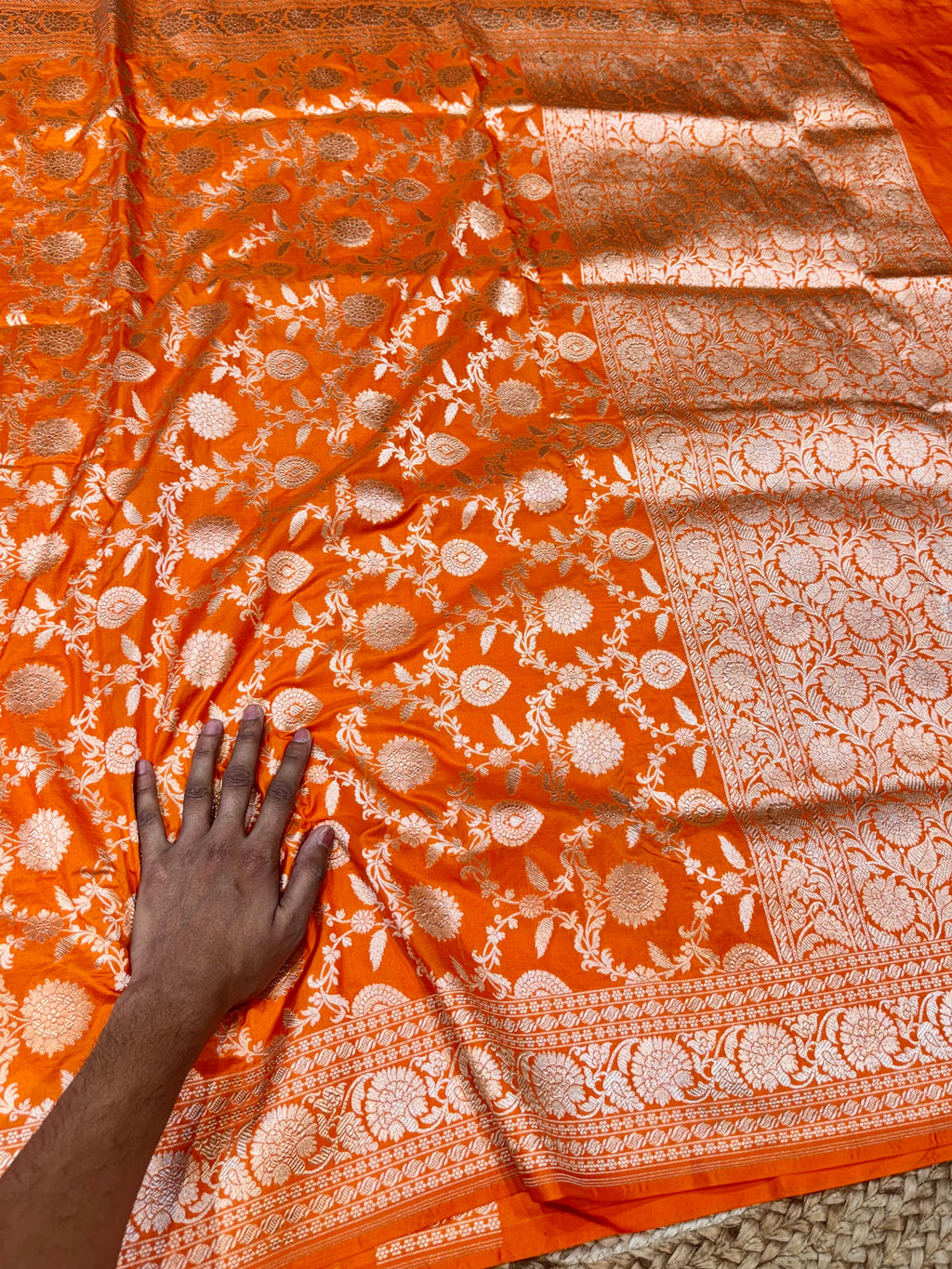 Fanta Orange 100% Pure Banarasi Katan Silk Saree