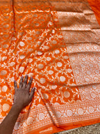 Fanta Orange 100% Pure Banarasi Katan Silk Saree