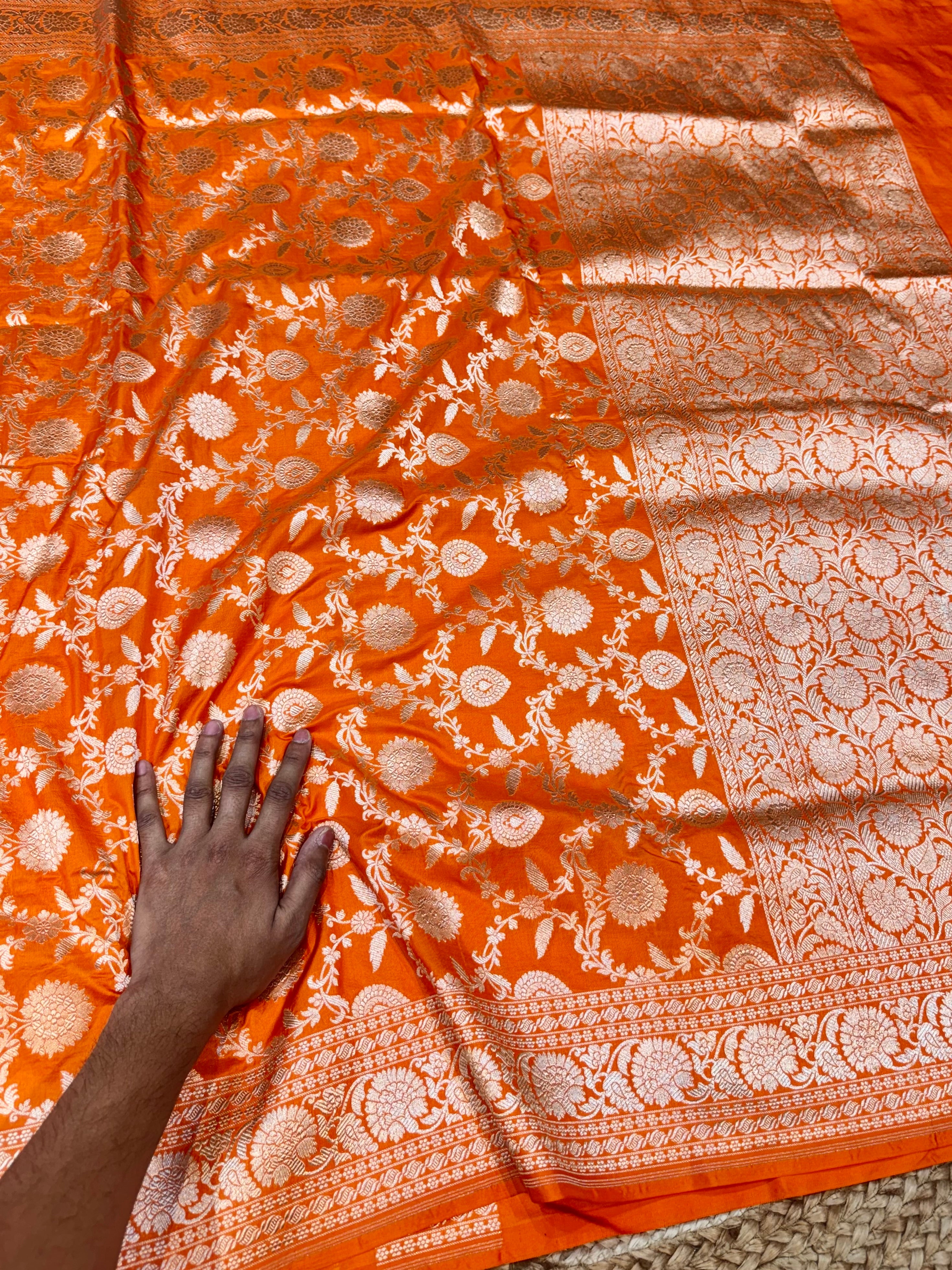 Fanta Orange 100% Pure Banarasi Katan Silk Saree