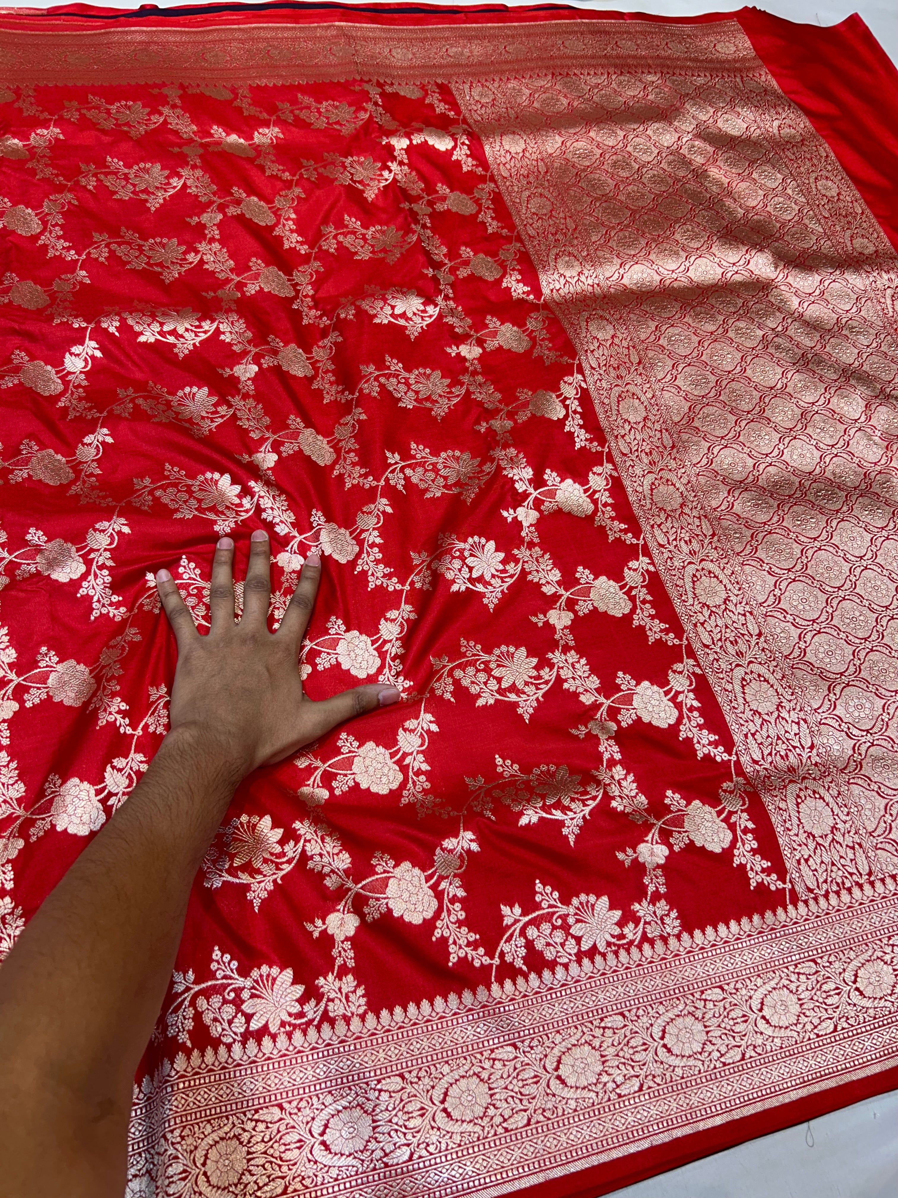 Red 100% Pure Banarasi Katan Silk Saree