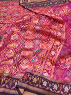 Magenta Pink 100% Pure Ektara Banarasi Kora Jamdani Saree