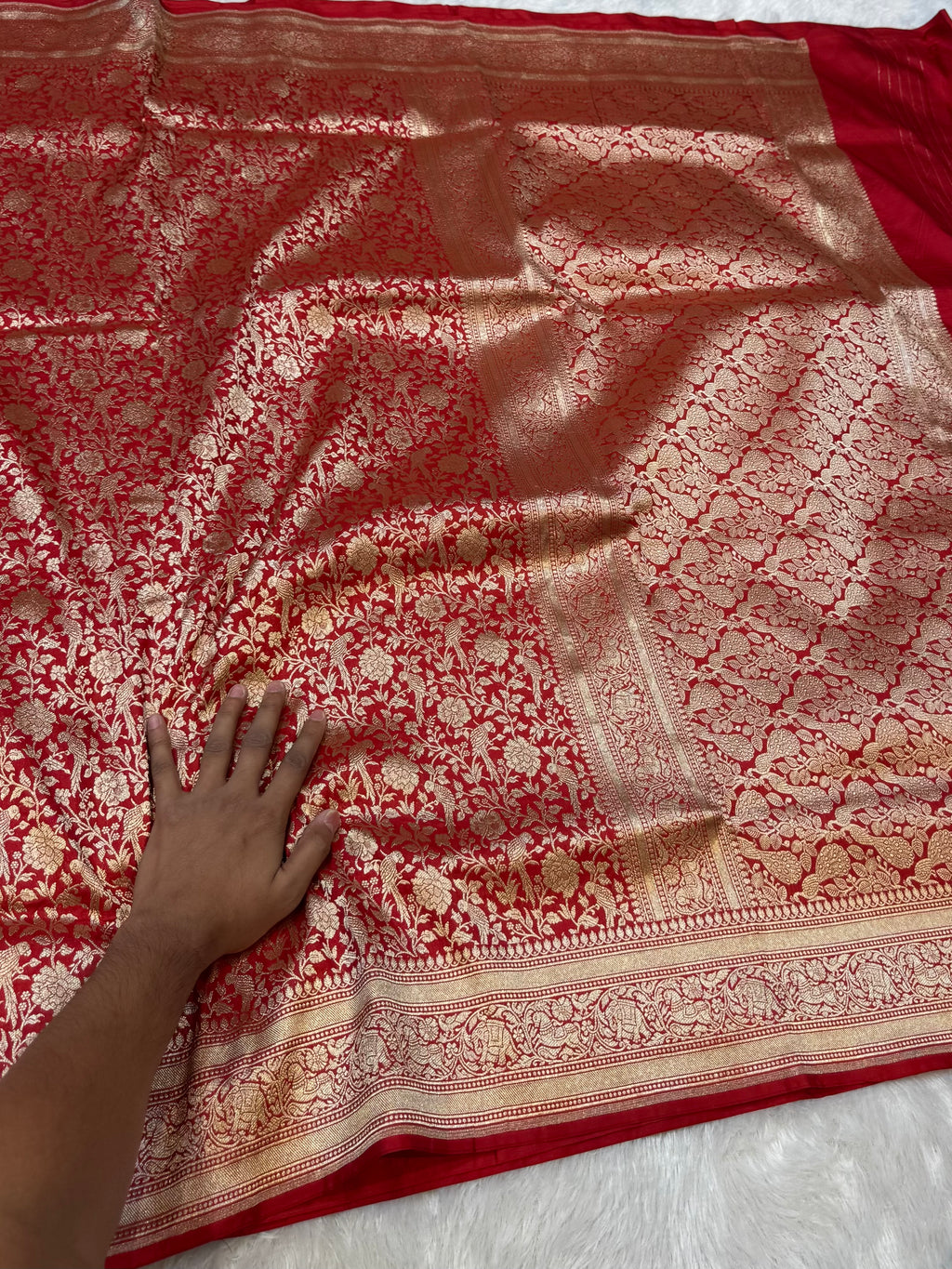 Bridal Red 100% Pure Banarasi Katan Silk Brocade Saree