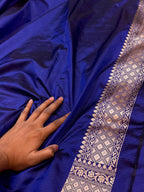 Prebook | Esha Gupta Mam inspired Royal Blue 100% Pure Banarasi Katan Silk Saree