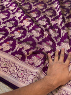 Prebook | Wine Purple 100% Pure Banarasi Katan Silk Meenakari Saree