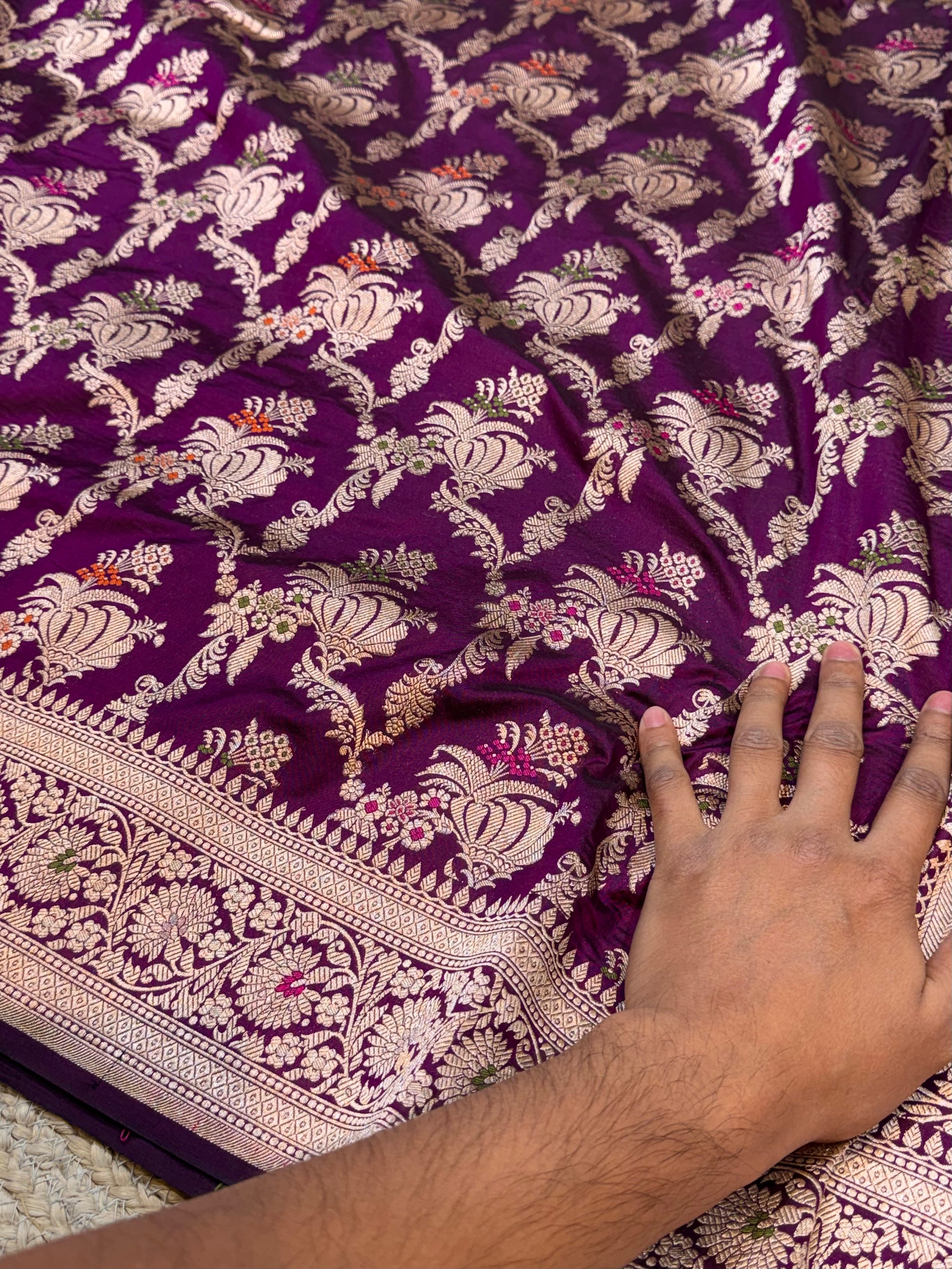 Prebook | Wine Purple 100% Pure Banarasi Katan Silk Meenakari Saree